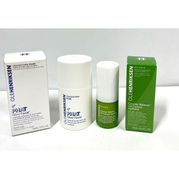 Ole Henriksen Lot Phat Glow Facial & Counter Balance Oil Control Moisturizer NIB - Picture 1 of 2